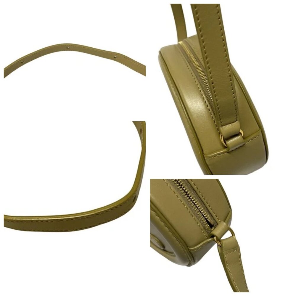 CELINE Crossbody Oval Purse Cuir Triomphe Khaki Smooth Calfskin 914-070125 - Picture 7 of 14